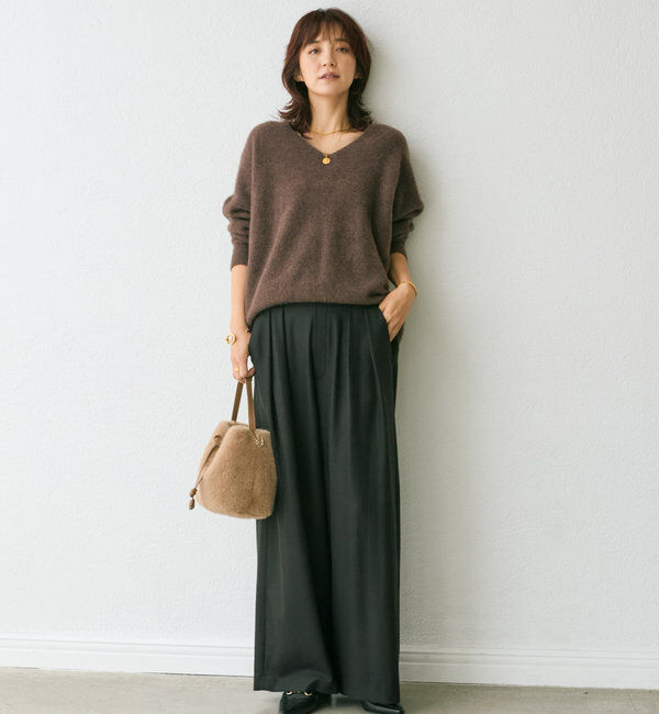  「【秋冬素材が登場！】両面起毛タックワイドスラックス」|チノ|