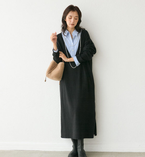  「【抜け感◎】ディープVニットワンピース」|ワンピース|