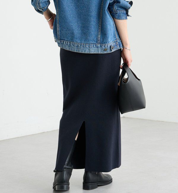  「【楽ちん美シルエット】コットンストレッチニットスカート」|スカート|