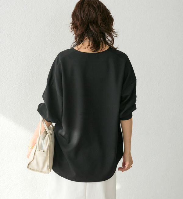  「【着心地抜群】カットジョーゼット5分袖プルオーバー」|Tシャツ・カットソー|