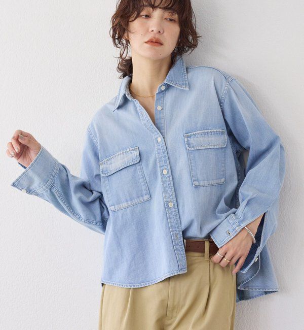  「予約【RIMH（リムエイチ）】バックフレアショートシャツ」|シャツ・ブラウス|サックスブルー