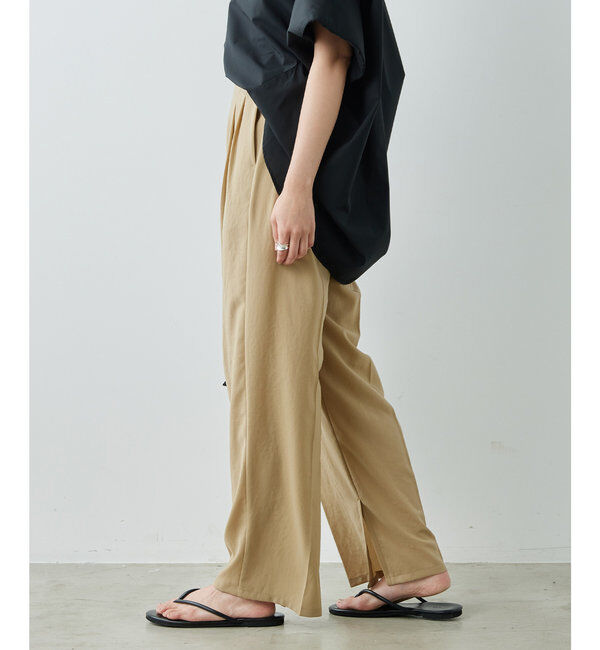  「ジャージーワイドタックパンツ」|スラックス|