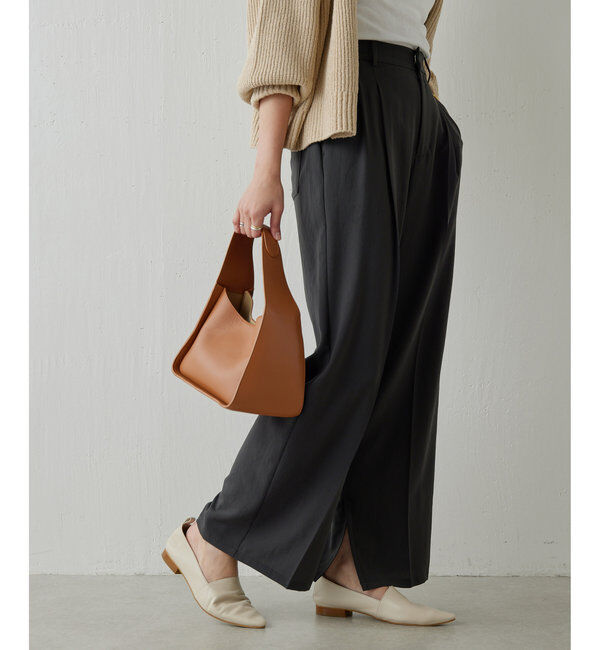  「ジャージーワイドタックパンツ」|スラックス|