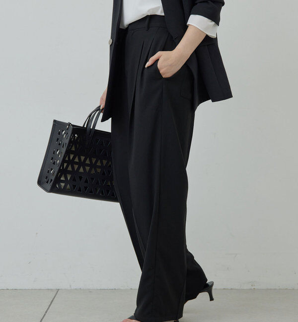  「【リニューアル！】ジャージーワイドタックパンツ」|チノ|