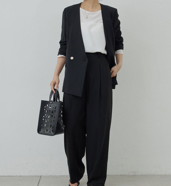  「【リニューアル！】ジャージーワイドタックパンツ」|チノ|