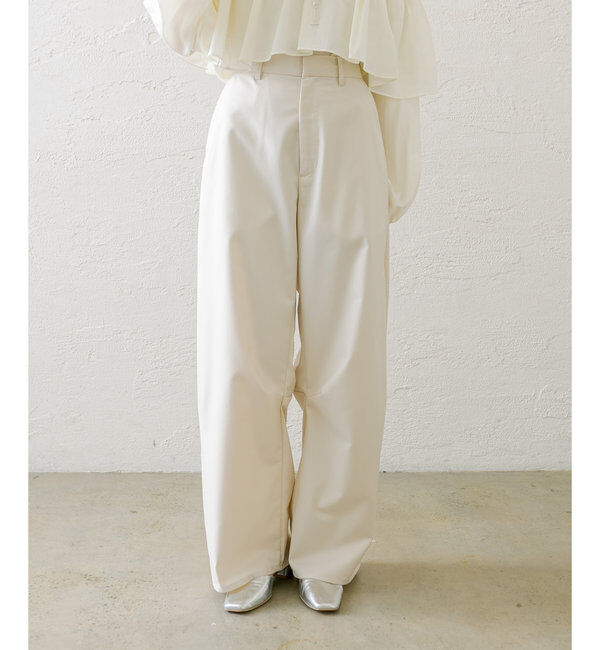  「【３サイズ/6色展開】カーブスラックス」|チノ|アイボリー