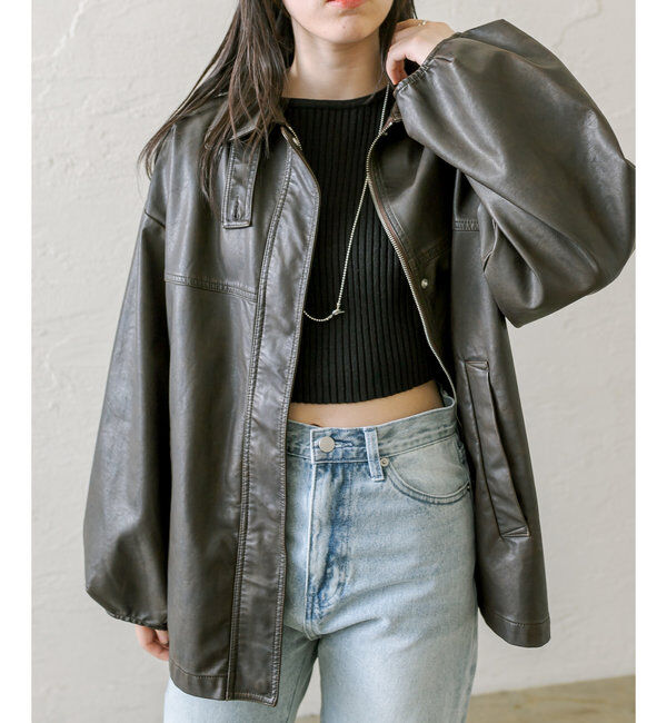  「【3色展開】フェイクレザージャケット」|その他|