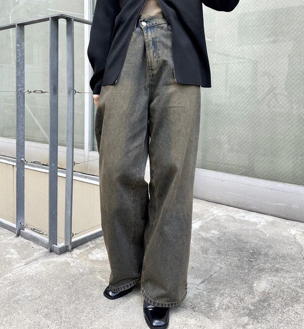  「【今期No.1デニム/3サイズ展開】オーバーダイワイドデニム」|デニム|ブラウン