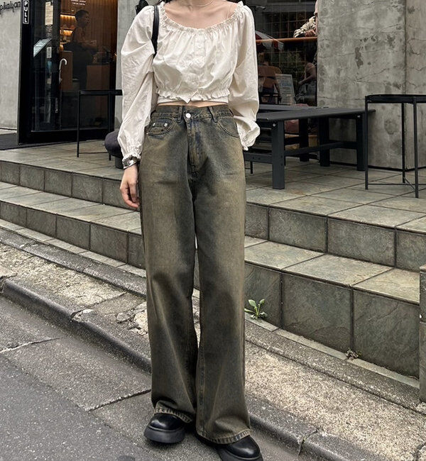  「【今期No.1デニム/3サイズ展開】オーバーダイワイドデニム」|デニム|