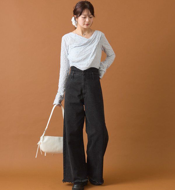  「レースオフショルロングTシャツ」|Tシャツ・カットソー|