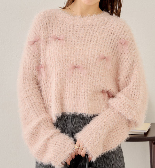  「【新色追加！】シャギーシアーリボンニット」|ニット・セーター|