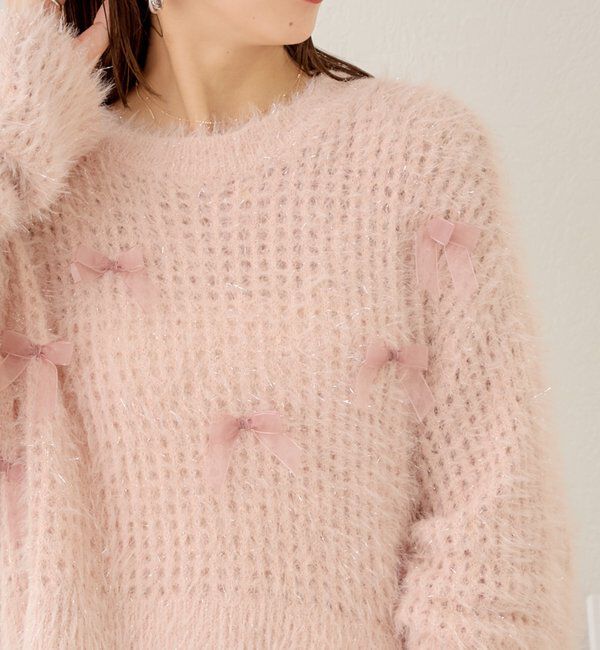 「【新色追加！】シャギーシアーリボンニット」|ニット・セーター|