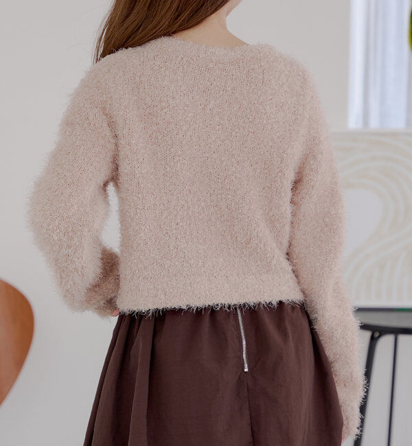  「【セットアップ対応】ラメシャギー金釦コンパクト長袖カーディガン」|カーディガン|