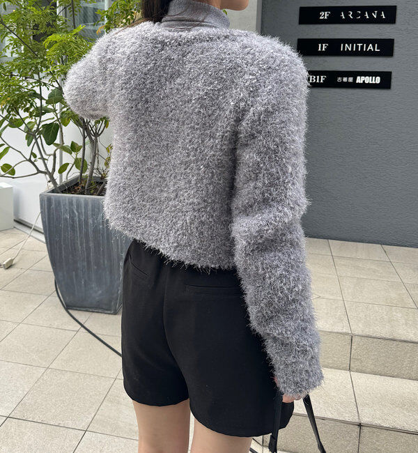  「【セットアップ対応】ラメシャギー金釦コンパクト長袖カーディガン」|カーディガン|