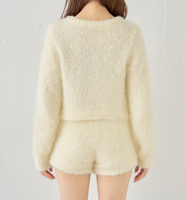  「【セットアップ対応】ラメシャギー金釦コンパクト長袖カーディガン」|カーディガン|