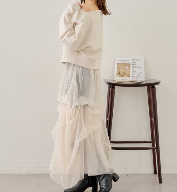  「【セットアイテム】オフショルニットセットチュールワンピース」|ワンピース|