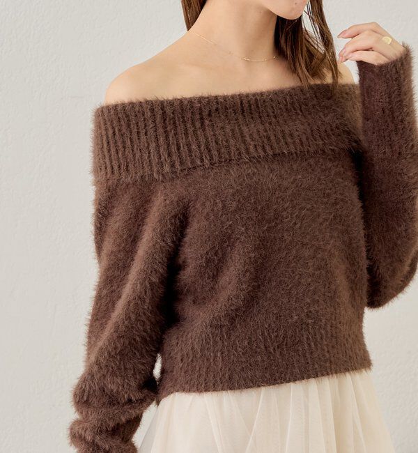  「【セットアイテム】オフショルニットセットチュールワンピース」|ワンピース|