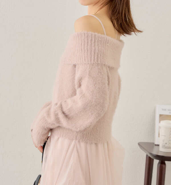  「【セットアイテム】オフショルニットセットチュールワンピース」|ワンピース|