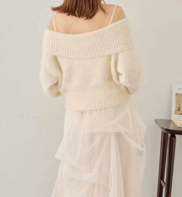  「【セットアイテム】オフショルニットセットチュールワンピース」|ワンピース|
