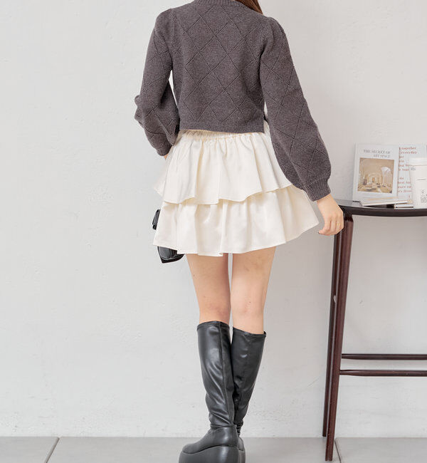  「裾ファー付きパフデザインニット」|ニット・セーター|