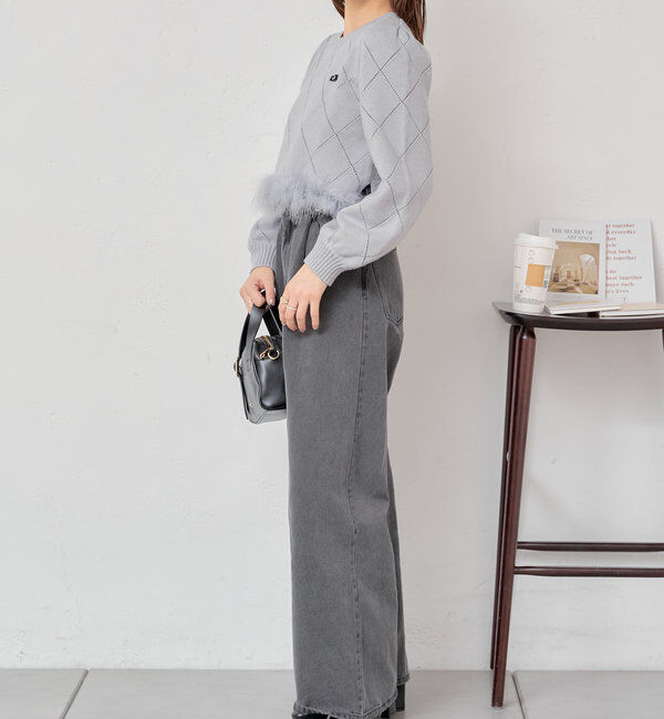  「裾ファー付きパフデザインニット」|ニット・セーター|