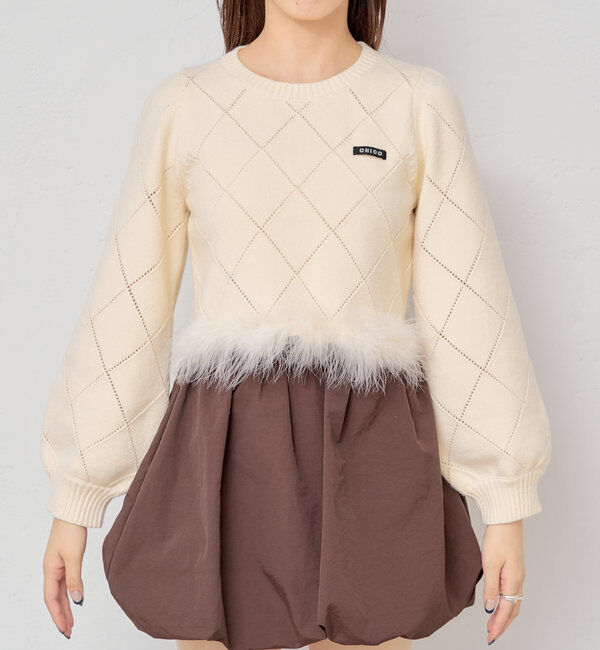  「裾ファー付きパフデザインニット」|ニット・セーター|