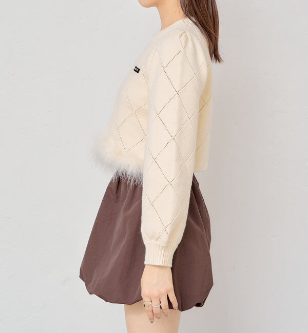  「裾ファー付きパフデザインニット」|ニット・セーター|