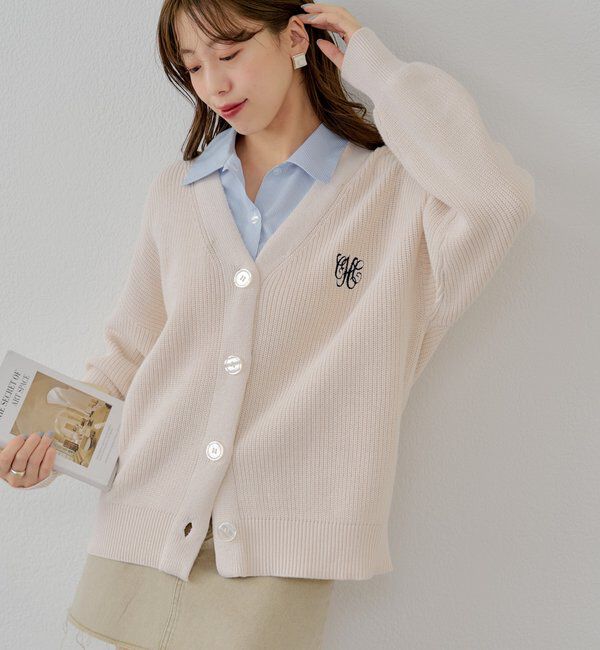  「レイヤードデザインルーズカーディガン」|カーディガン|アイボリー