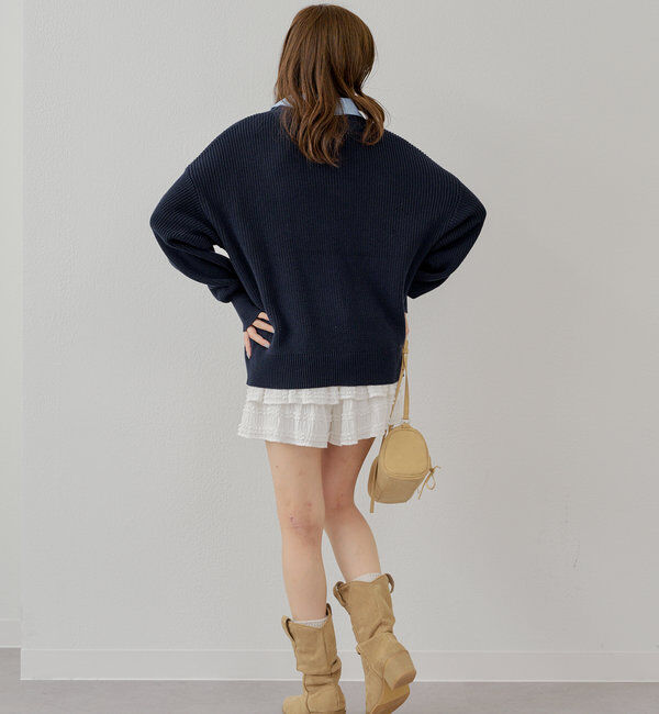  「レイヤードデザインルーズカーディガン」|カーディガン|