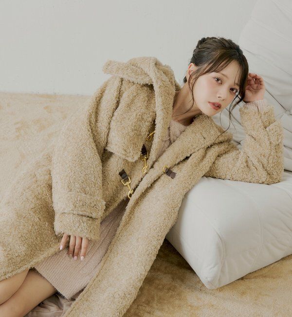  「【SALON by Chico】ショートボアフードロングダッフルコート」|その他|キャメル