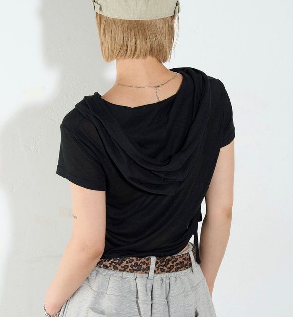  「【新色レース】シアー/レース  ヘンリー半袖パーカー」|Tシャツ・カットソー|