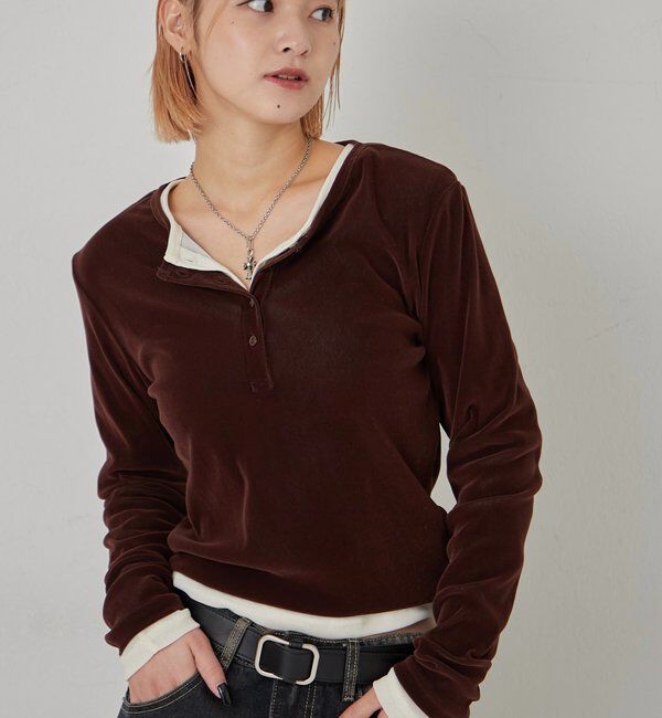  「フロッキーメッシュ ヘンリートップス」|Tシャツ・カットソー|