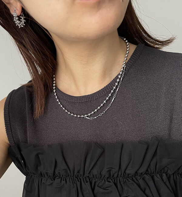  「〈GOLDY/ゴールディ〉アシメボールチェーンネックレス」|リング|シルバー