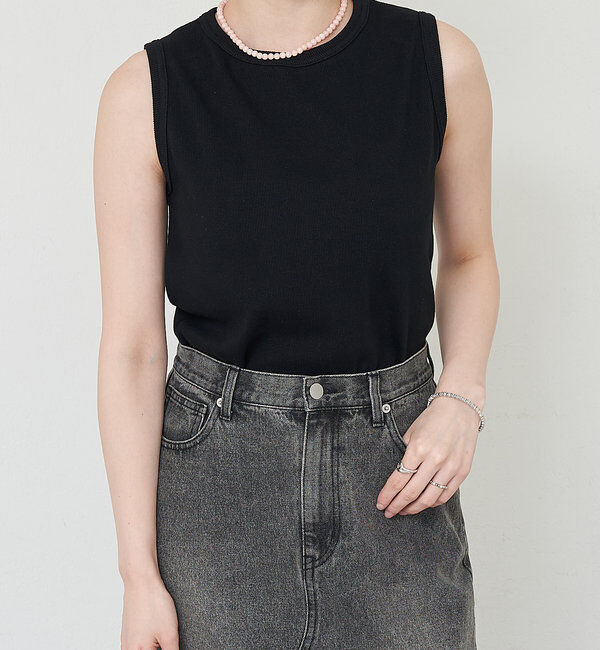  「リブコンパクトノースリーブ」|Tシャツ・カットソー|