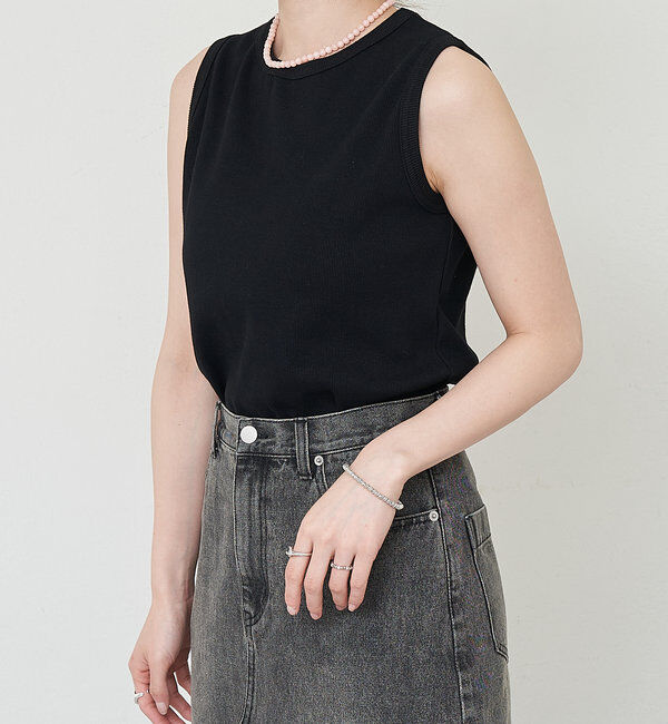  「リブコンパクトノースリーブ」|Tシャツ・カットソー|