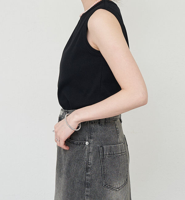  「リブコンパクトノースリーブ」|Tシャツ・カットソー|