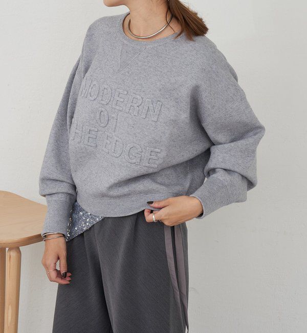  「エンボス加工ニット」|ニット・セーター|グレー
