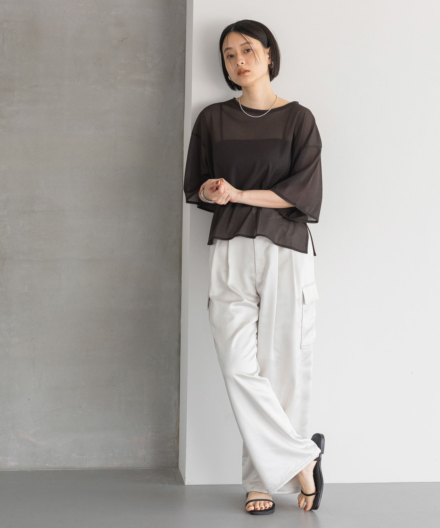 A part by 「シアーBIGプルオーバー_5分袖」|Tシャツ・カットソー|