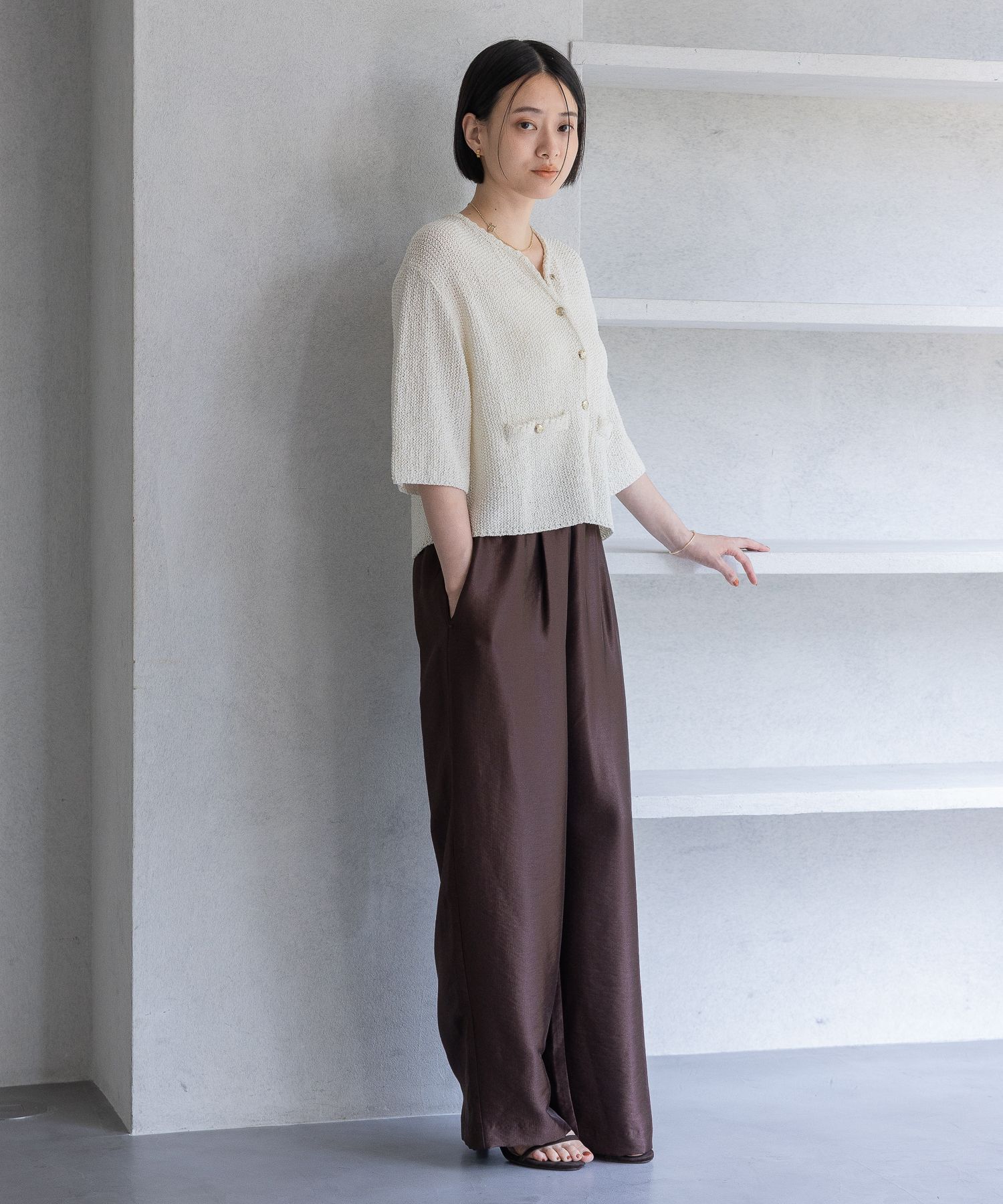 A part by 「ラメツィードニットカーディガン_半袖」|ニット・セーター|