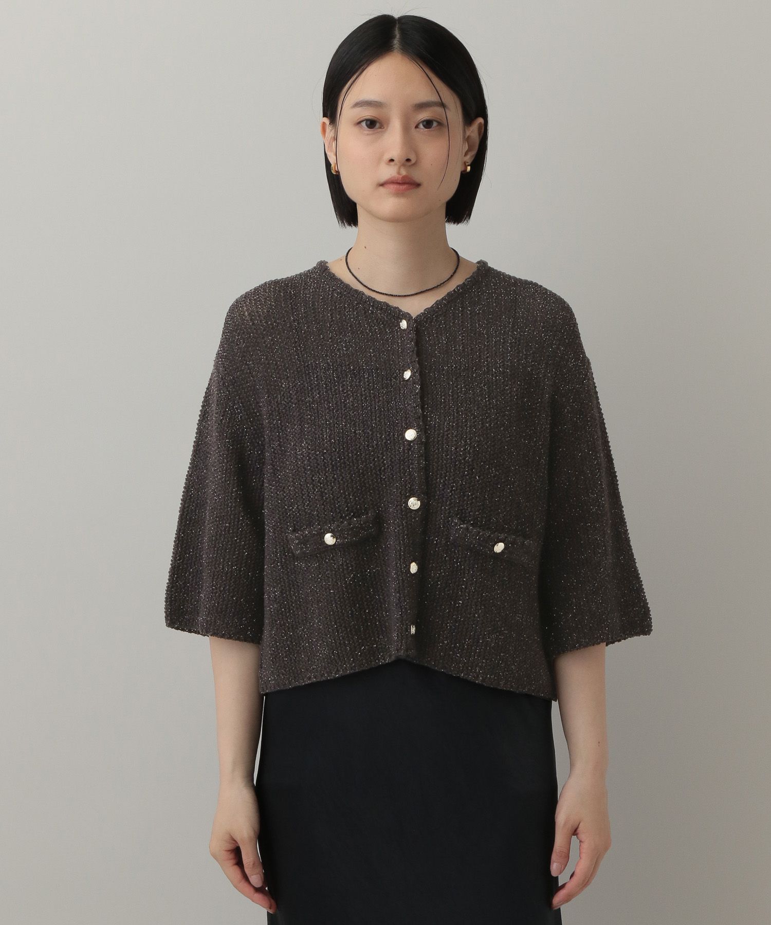 A part by 「ラメツィードニットカーディガン_半袖」|ニット・セーター|