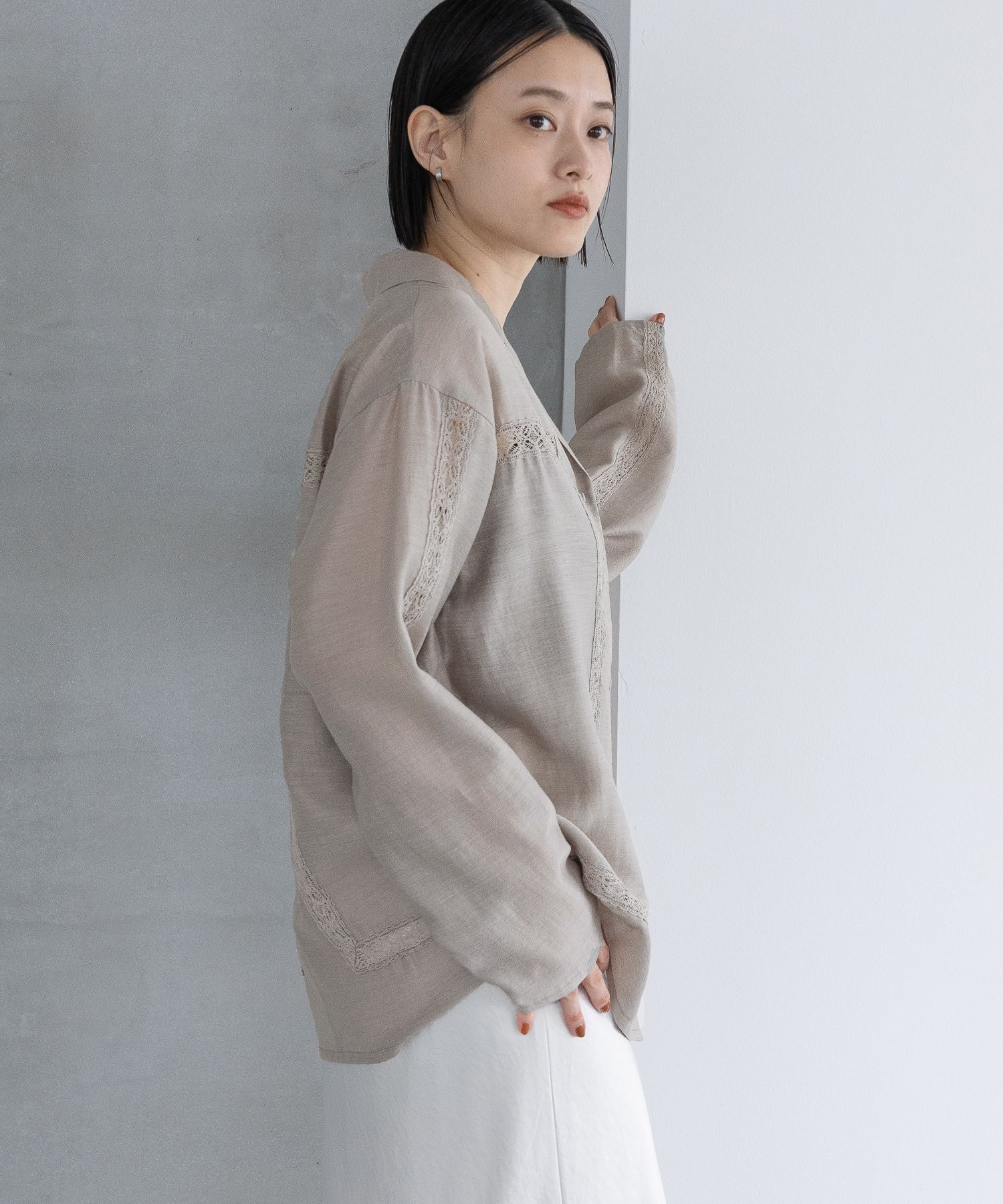 A part by 「レースオープンカラーシャツ」|シャツ・ブラウス|