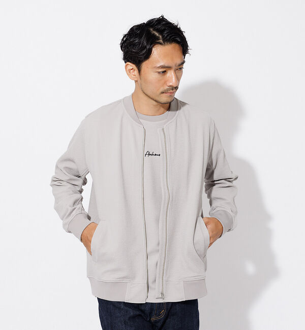 ABAHOUSE「フクレ ジャガード ジップブルゾン」|ブルゾン・スタジャン|グレージュ