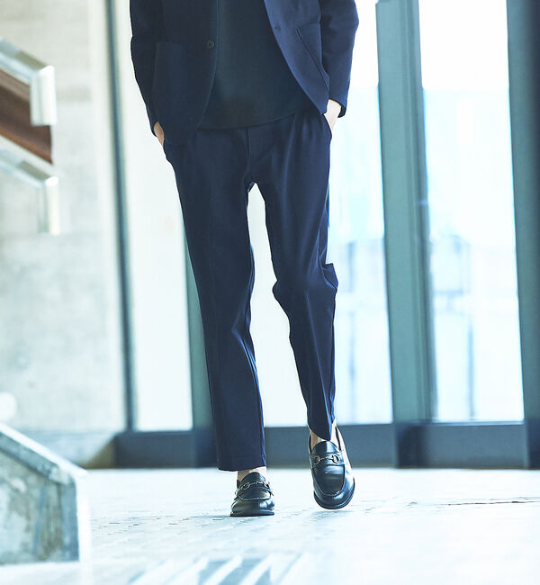 ABAHOUSE「【セットアップ対応】エアリーファンクション スラックス / テーパードパンツ」|スラックス|ネイビー