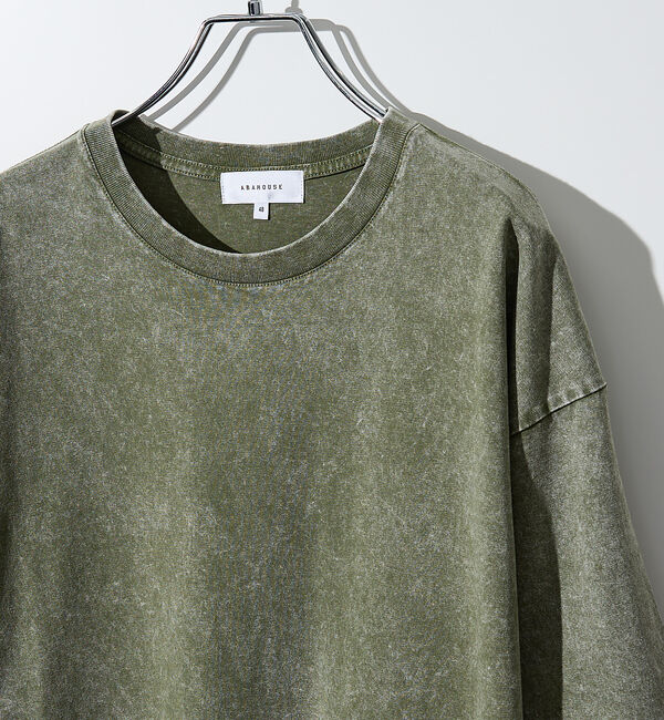 ABAHOUSE「【ピグメント加工】クルーネック半袖Ｔシャツ」|Tシャツ・カットソー|カーキ