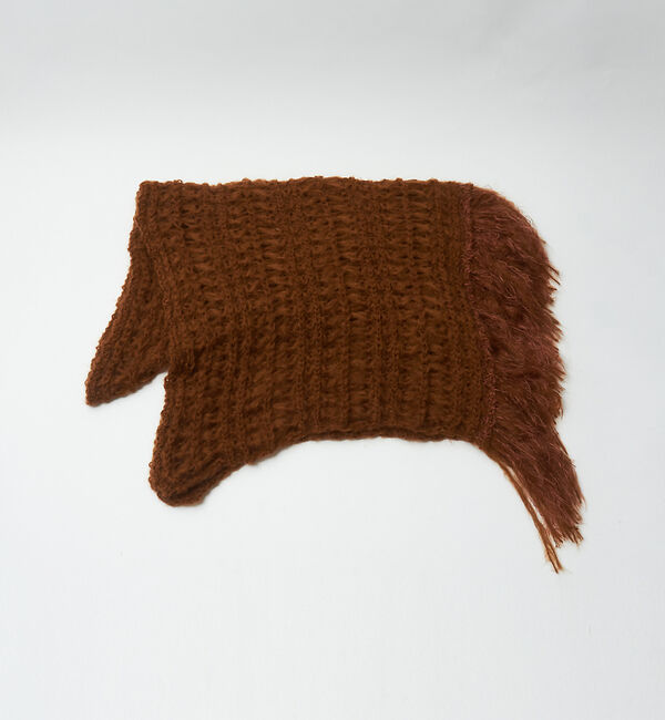 Rouge vif「ニットフリンジストール」|マフラー|テラコッタ