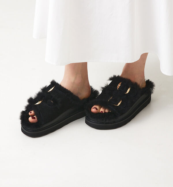 Rouge vif「【MOHI／モヒ】 ムートンベルトサンダル」|サンダル|