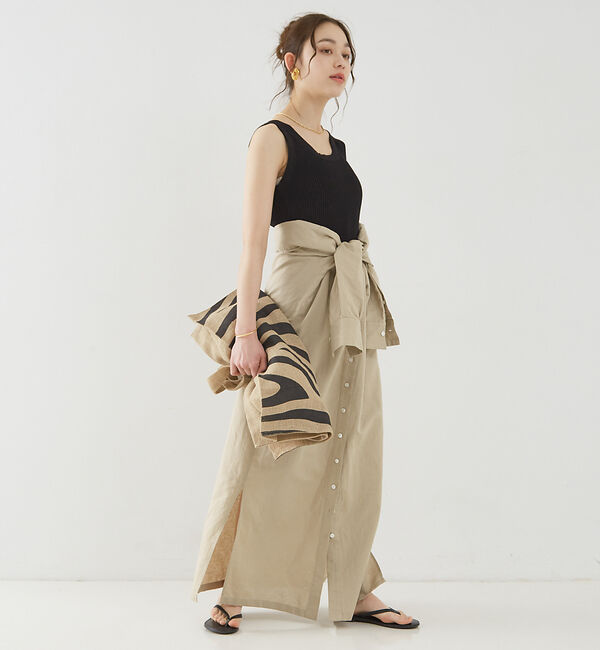 Rouge vif「麻混長袖シャツワンピース」|ワンピース|