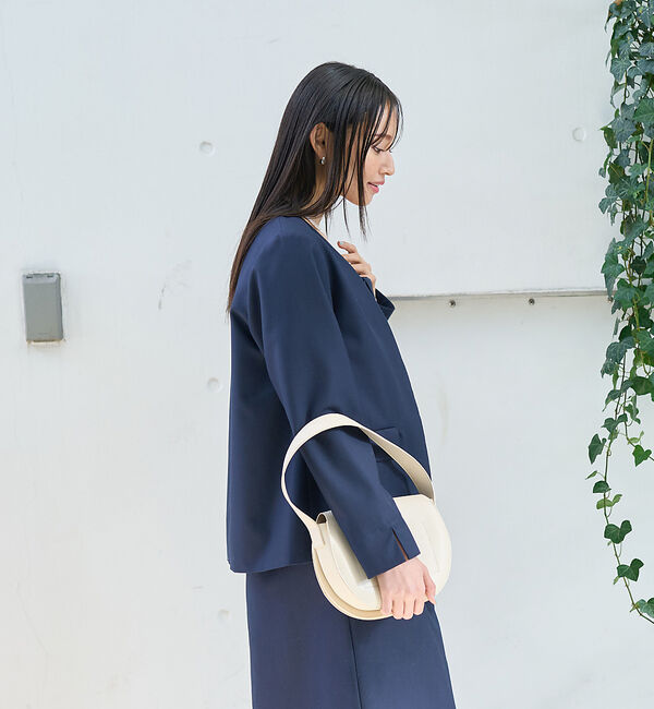 Rouge vif「【一部店舗限定】【2点セット】シングルジャケット&times;キャミワンピSET」|ノーカラージャケット|