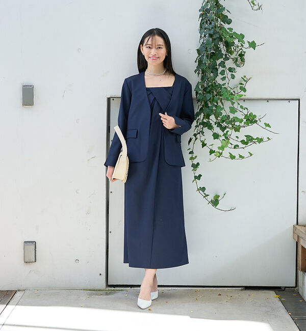 Rouge vif「【一部店舗限定】【2点セット】シングルジャケット&times;キャミワンピSET」|ノーカラージャケット|