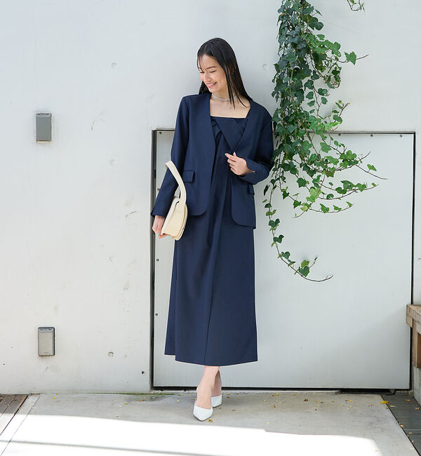 Rouge vif「【一部店舗限定】【2点セット】シングルジャケット&times;キャミワンピSET」|ノーカラージャケット|